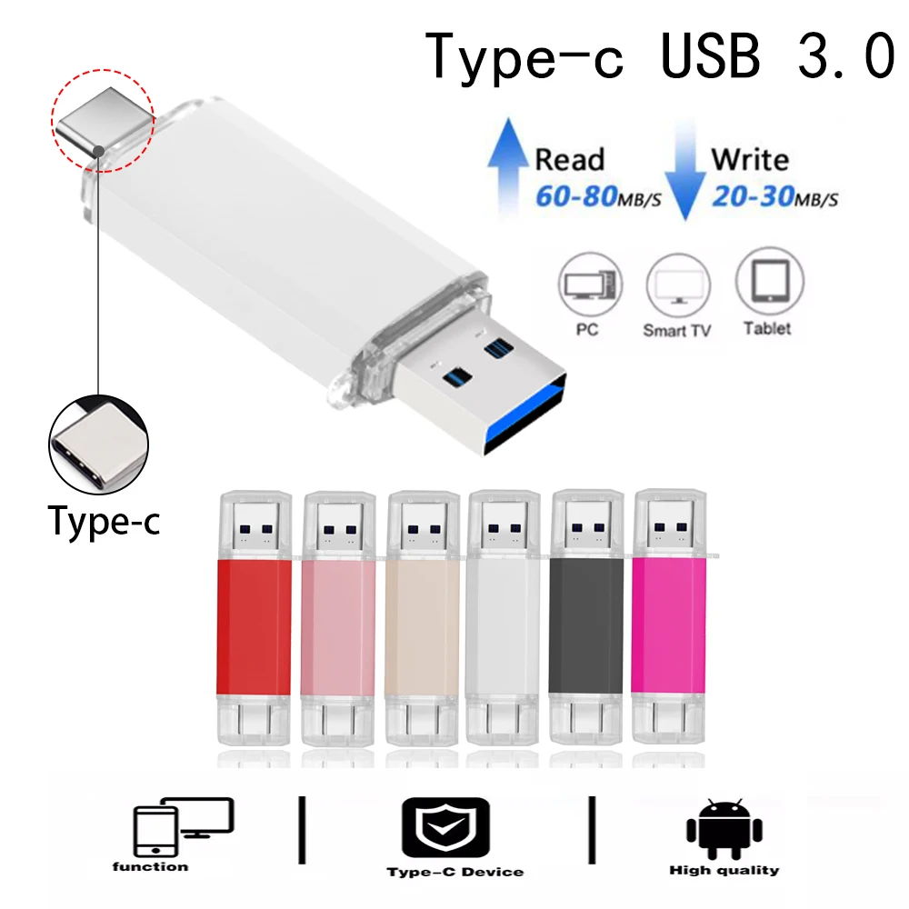 USB Flash Drive ความเร็วสูงประเภท C ไดรฟ์ปากกา512G 256G 128G 64G USB Stick 3.0 Pendrive สำหรับอุปกรณ์ Type-C โลโก้ลูกค้า