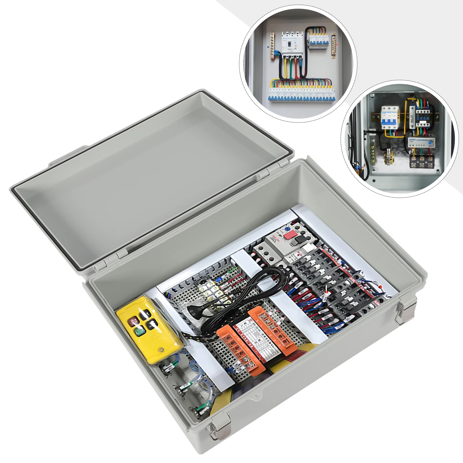 

15"x11"x5.1 Inch Waterproof Electrical Junction Box, Grey Hinged Cover with Stainless Steel Latch, ABS Plasti Project Enclosure
