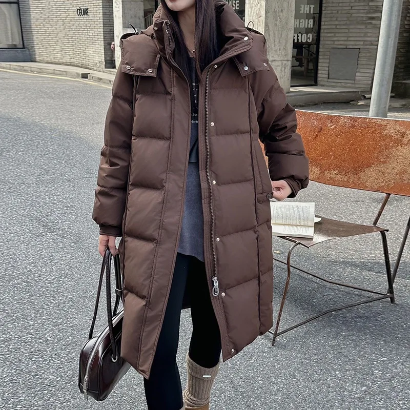 

Winter Fashion Women's Down Jacket Commuting Hooded Windproof Goose Down Jacket