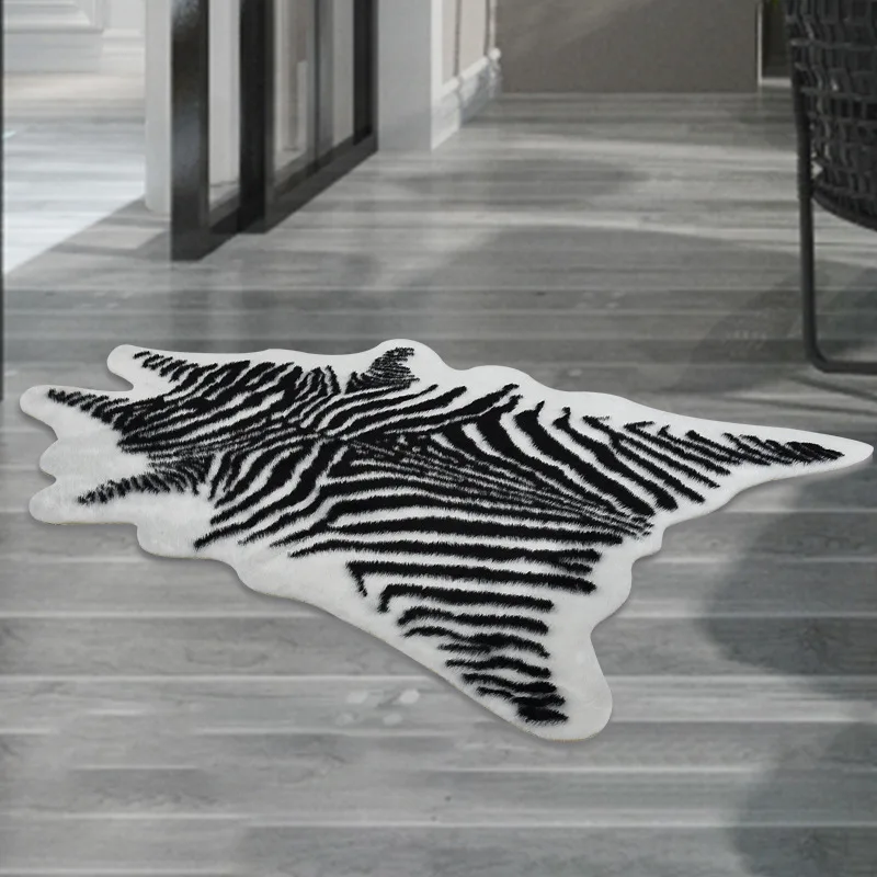 

Large Size Soft Faux Fur Leather Cow Carpet for Home Living Room Decor Imitation Zebra Animals Skin Area Rugs