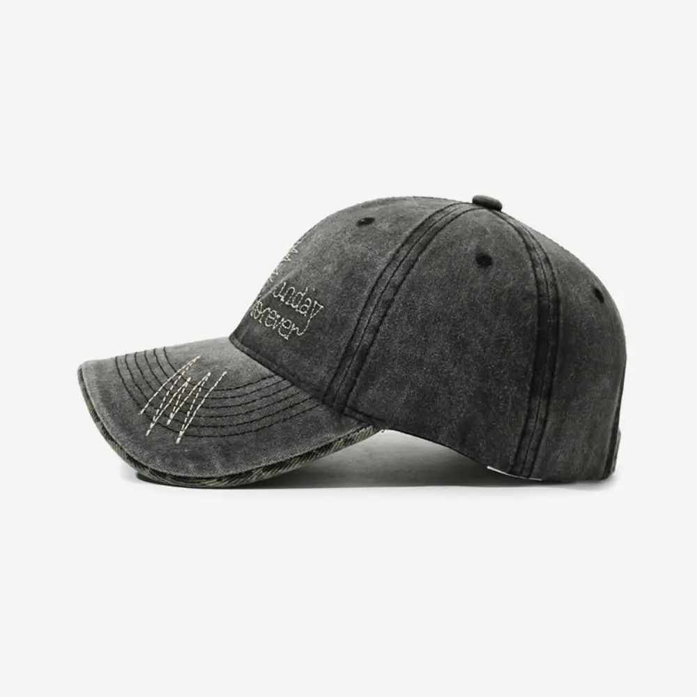 Sunday Foreve Embroidered Leopard Patchwork Baseball Cap Washed Cotton Distressed Peaked Cap Adjustable Hip Hop Streetwear Hats