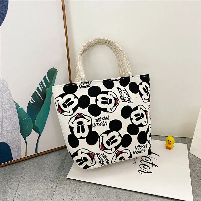 Disney-Mickey Mouse sacola de lona para meninas, bolsa feminina, bolsa anime fofa, sacola de compras de alta capacidade, presente estudantil