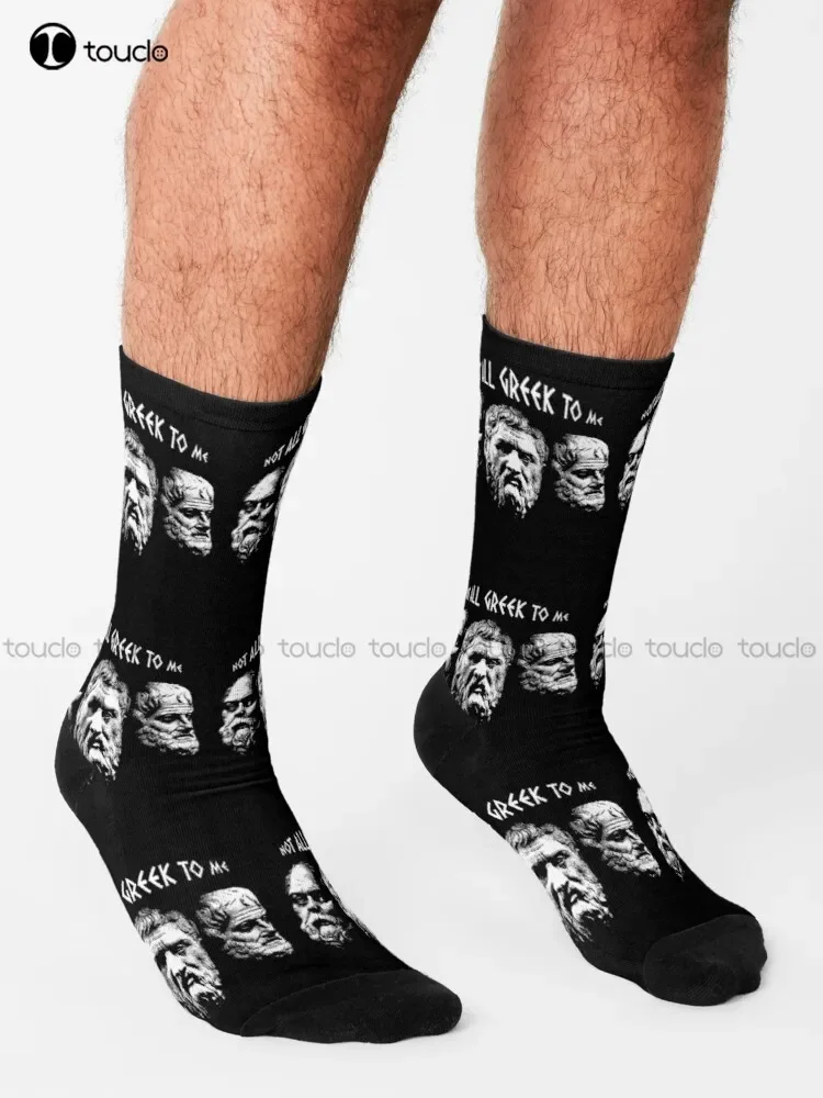 Socrates Plato Aristotle - Not All Greek To Me Philosophy Pun Socks Novelty Socks For Women Creative Funny Socks New Popular Art