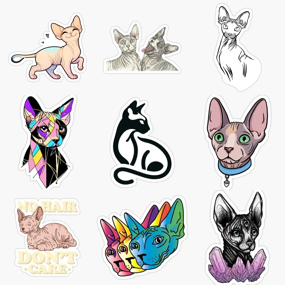 

Creative Canadian Hairless Cat Sphynx Cat Cute Pets PVC Stickers for Decorate Fridge Car Van Bicycle Wall Room Helmet Decal