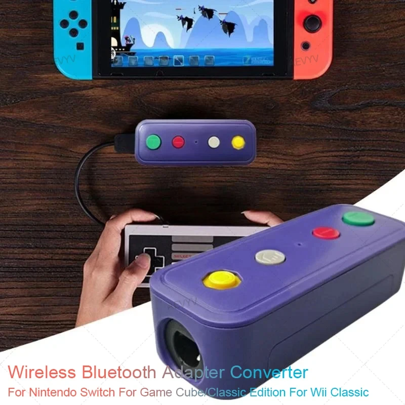 Wireless Bluetooth Adapter Converter With USB Cable Purple ABS For Nintendo Switch For Game Cube/Classic Edition For Wii Classic