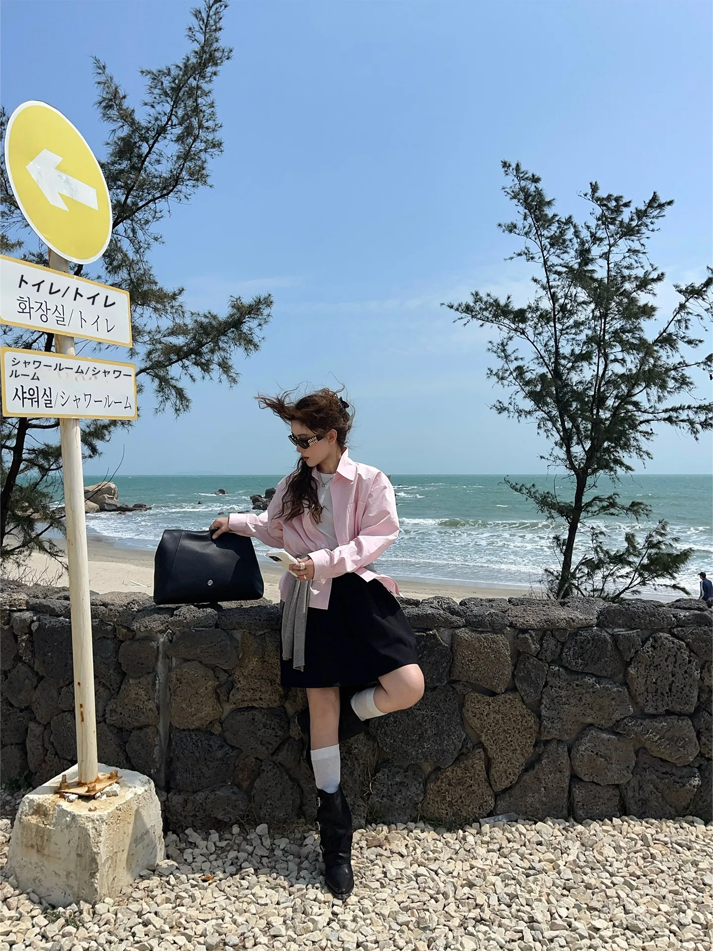 

Pure Cotton Pink Casual Shirt Loose Fit Long Sleeve Turn-down Collar Versatile Spring Summer Unisex Neutral Style Long Sleeve...