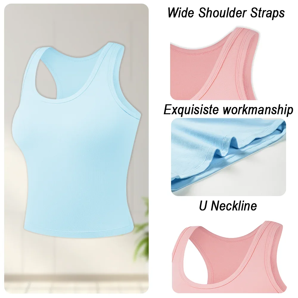 4pcs Women Slim Fit Tank Top Sexy Solid Sleeveless U Neck Racer Back Style Wide Shoulder Straps Tag Free Vest Soft Comfortable