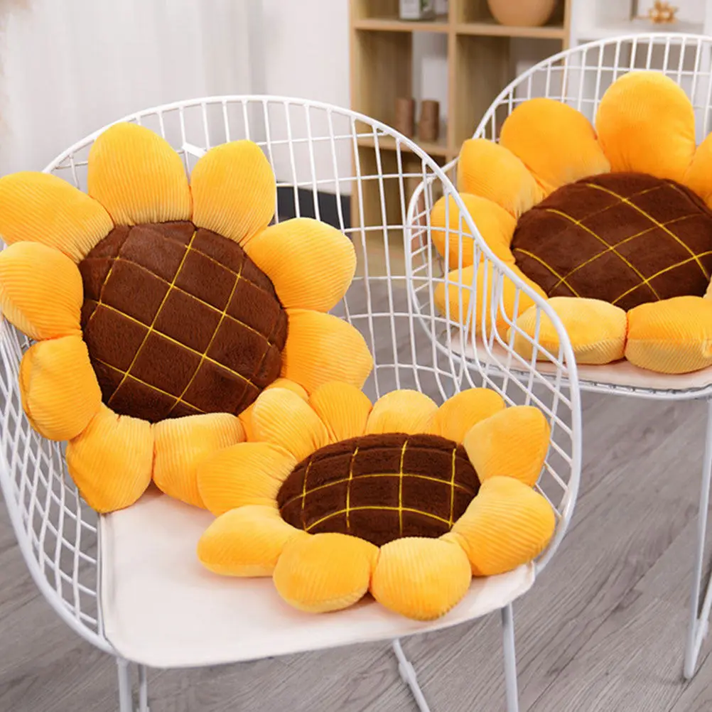 

Sunflower Themed Throw Pillow Flower Shaped Seat Cushion Decorative Aesthetic Pillow for Bedroom Living Room Office Car Cute