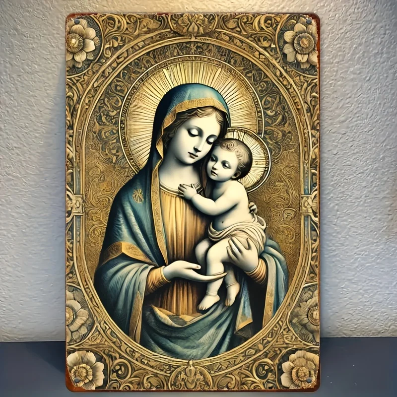 

Room Decor A Meta Featuring The Virgin Mary, Ideal for Decorating Your Home, Kitchen, And Makes a Great Gift. Dimensions Are