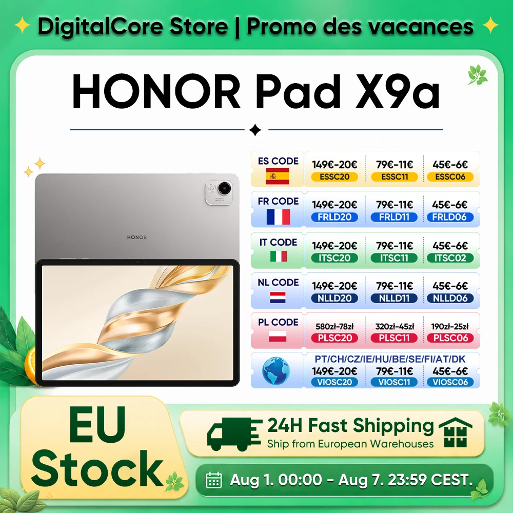 HONOR Pad X9a, Pantalla LCD de 11.5 Pulgadas, Frecuencia de Actualización de 120 Hz, 1.07 Millones de Colores, Brillo de 400 nit, Snapdragon 685 WIFI Octa-Core, 8300 mAh