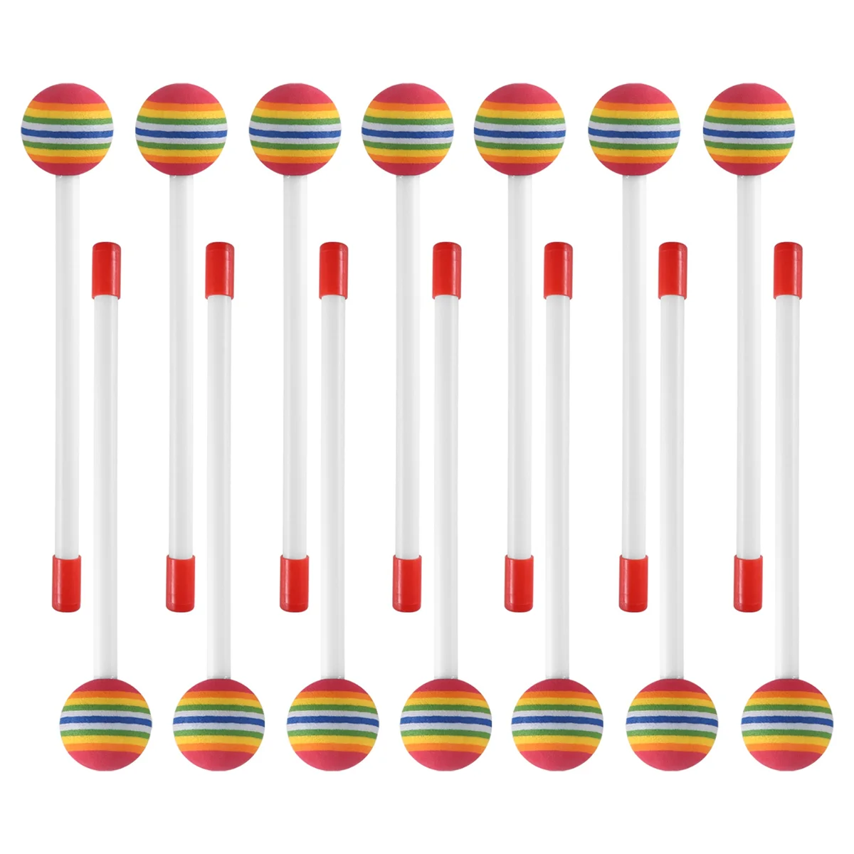 14 Pcs Lollipop Drum Mallet Sticks Round Rainbow Hammer Percussion Sticks Plastic Drumsticks for Kids Child Mallet