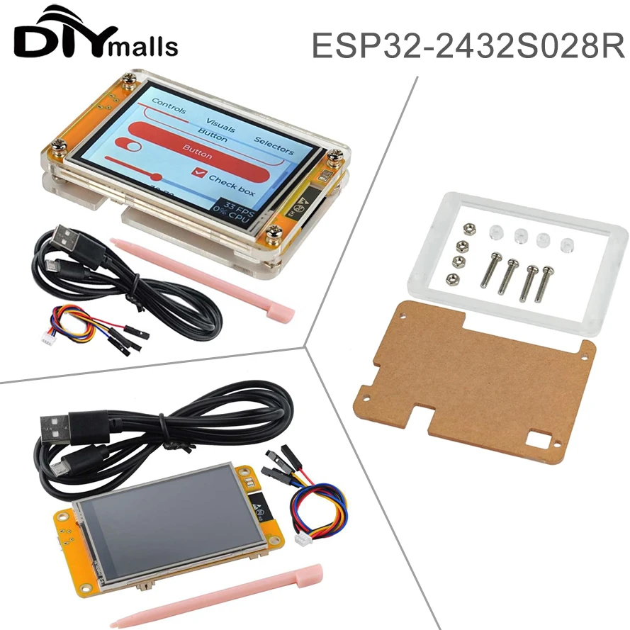 2,8" ESP32-2432S028R Wyświetlacz ESP32 ILI9341 Rezystancyjny ekran dotykowy Moduł TFT LCD ESP-WROOM-32 Płytka rozwojowa lub obudowa akrylowa