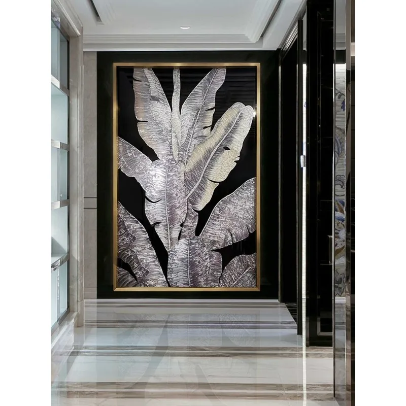 Internet-famous Cloisonne Enamel Wall Art, Diamond Inlaid Vertical Hanging Decor for Entryway, Luxury Living Room & Corridor
