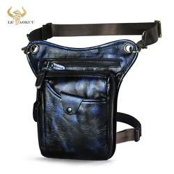 Thick Real Leather Men Design Travel Messenger Crossbody Sling Bag Fashion Fanny Waist Belt Pack Leg Drop Bag Phone Pouch 211-5