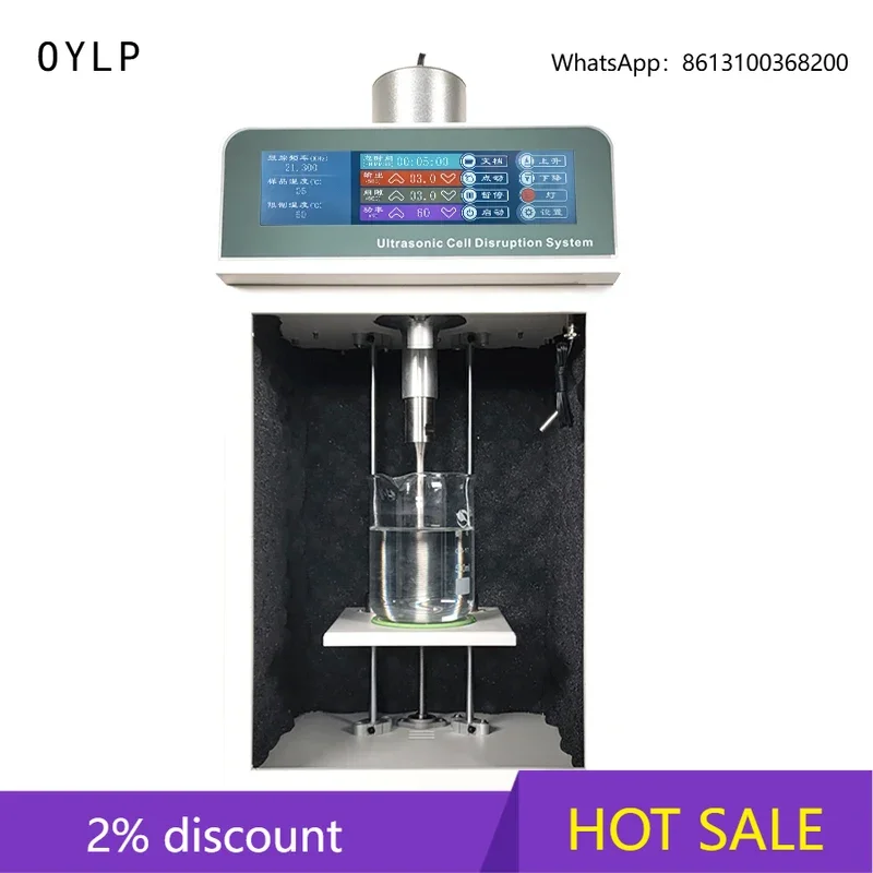 OYLP JY-1800W 7in Touch Screen Ultrasonic Homogenizer Agitator Cell Crusher 0.2-1200ml Emulsifier Sonicator Cell Disruptor Mixer