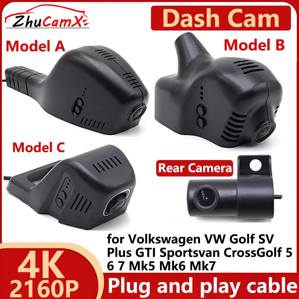 for Volkswagen VW Golf SV Plus GTI Sportsvan CrossGolf 5 6 7 Mk5 Mk6 Mk7 4K 2160P Car DVR Dash Cam Camera Night Vision Recorder