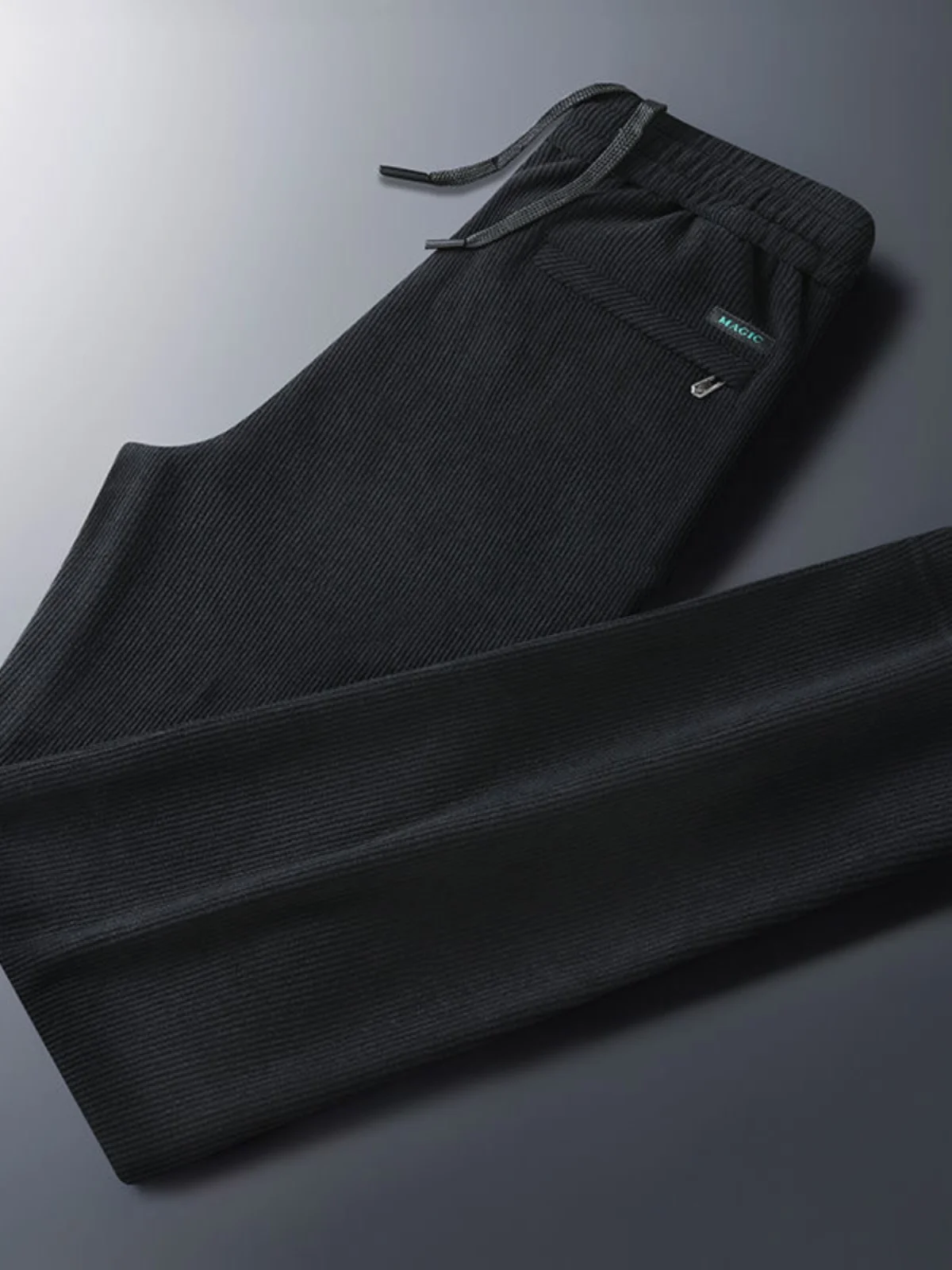 

Trendy Brand Men's Fce Lined Casual Sports Pants Loose Cuffed Corduroy Sweatpants Straight Leg Long Trousers for Youth