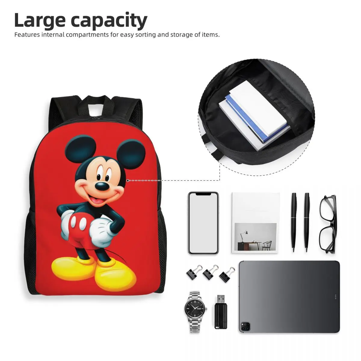 Benutzer definierte Disney Mickey Mouse Minnie Reise rucksack Frauen Männer Schule Laptop Bücher tasche Cartoon College Student Daypack Taschen