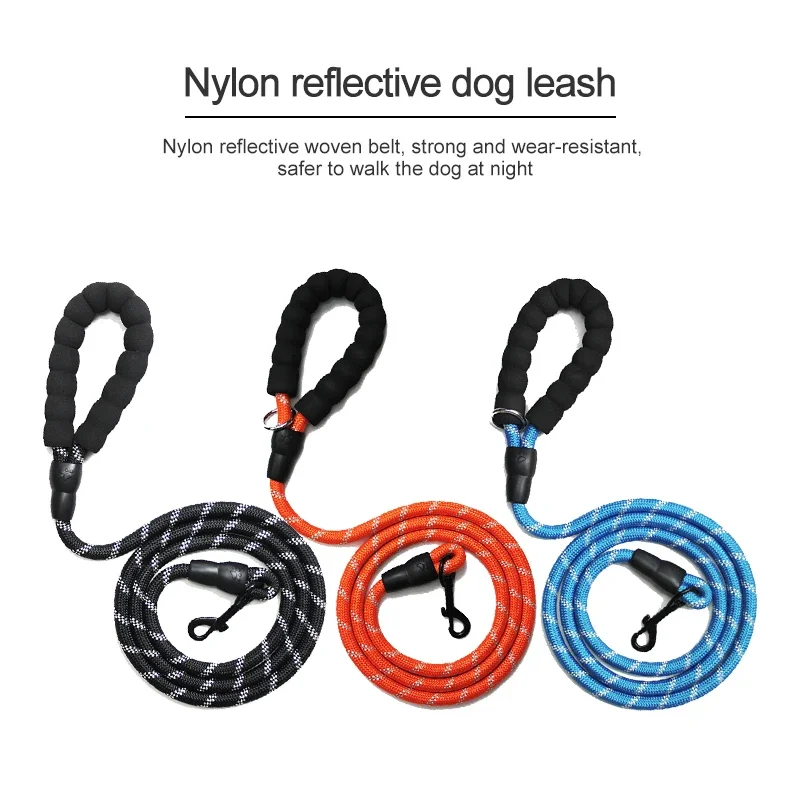 Popular Pet Products Reflective Round Rope Nylon Woven Traction Rope Dog Explosion proof Running Dog Rope