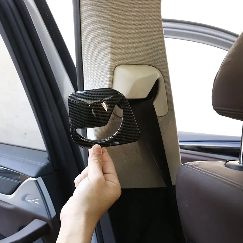 Naklejki Ozdobne Ramki Osłony Podstawy Pasa Bezpieczeństwa Samochodowego w Stylu Karbonu ABS do BMW X3 G01 X4 G02 2018-2022