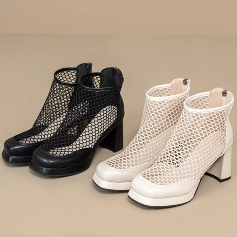 

Women 2025 New Autumn and Winter Single Boots Retro Block Heel Collision-proof Metal Head Chelsea Booties