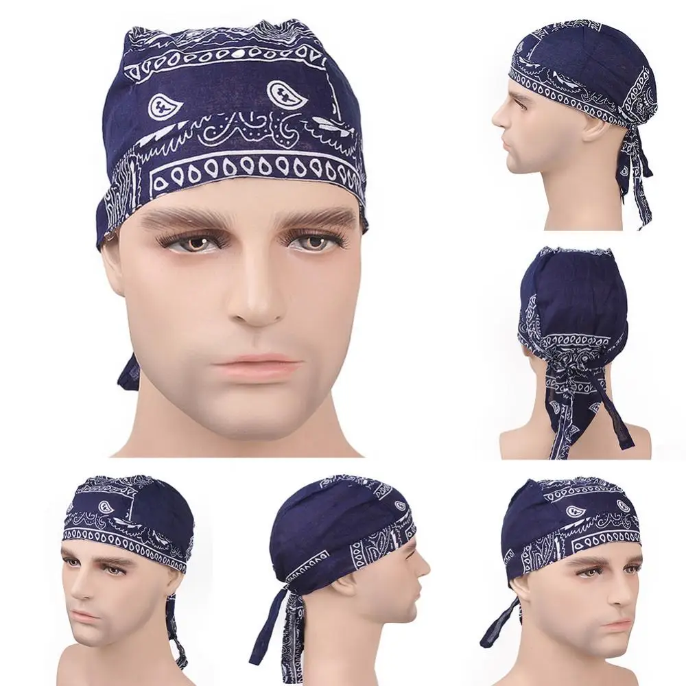 Cotone Durags bandane turbante cappello pirati ciclismo berretto fascia parrucche Durag casco fodera Sport fascia sciarpa capelli sciarpa Skullies