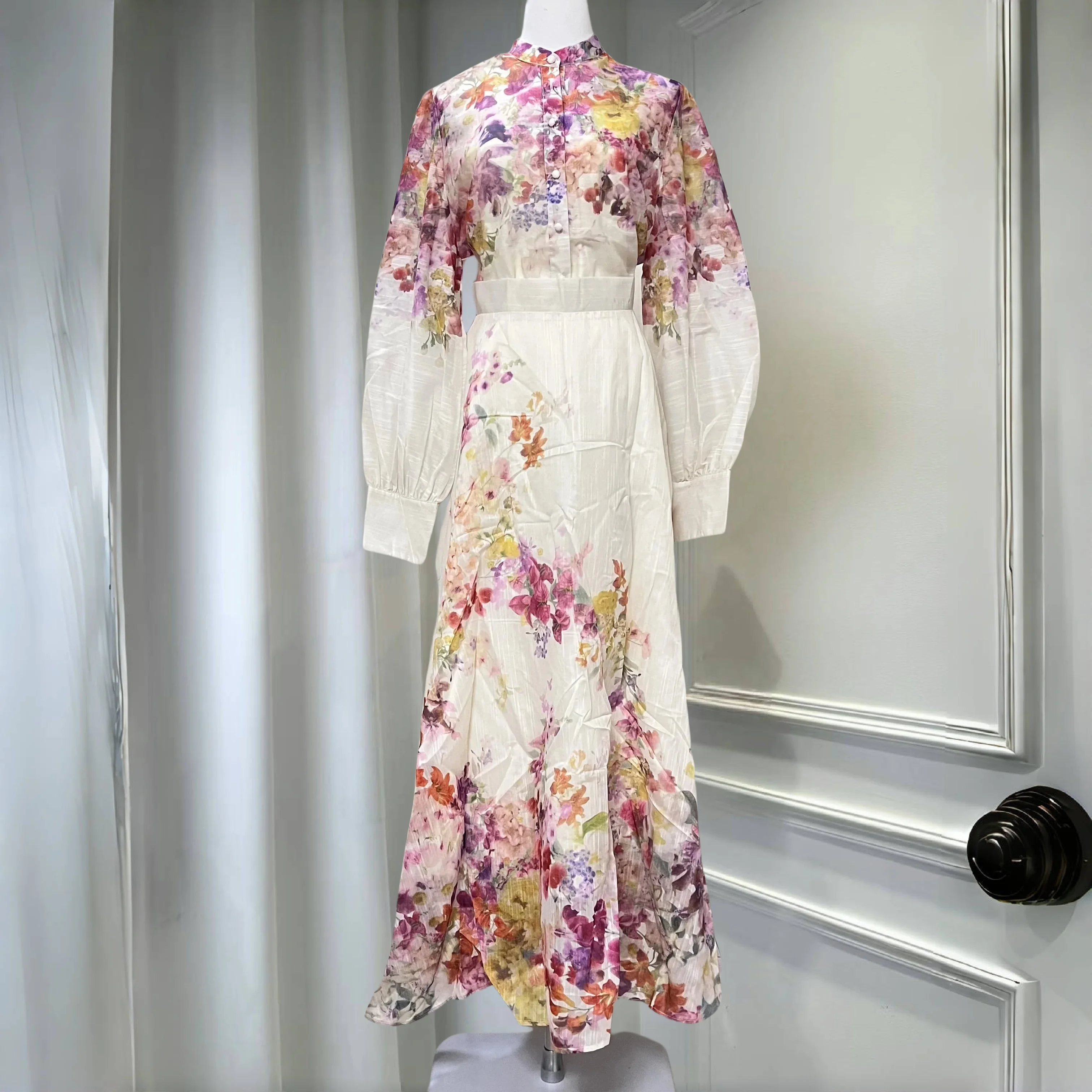 

Women's Suit Floral Linen Elegant Long Suits Casual Vacation Beach Party Suits Woman Clothing Fashion High Quality Suits 2025