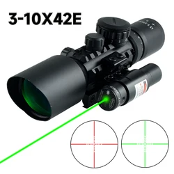 Tactical Hunting 3-10x42E Scope Red Green Illuminated Optical Cross Reflex Rifle Airsoft Dovetail Scopes 11-20mm Adjustable Rail