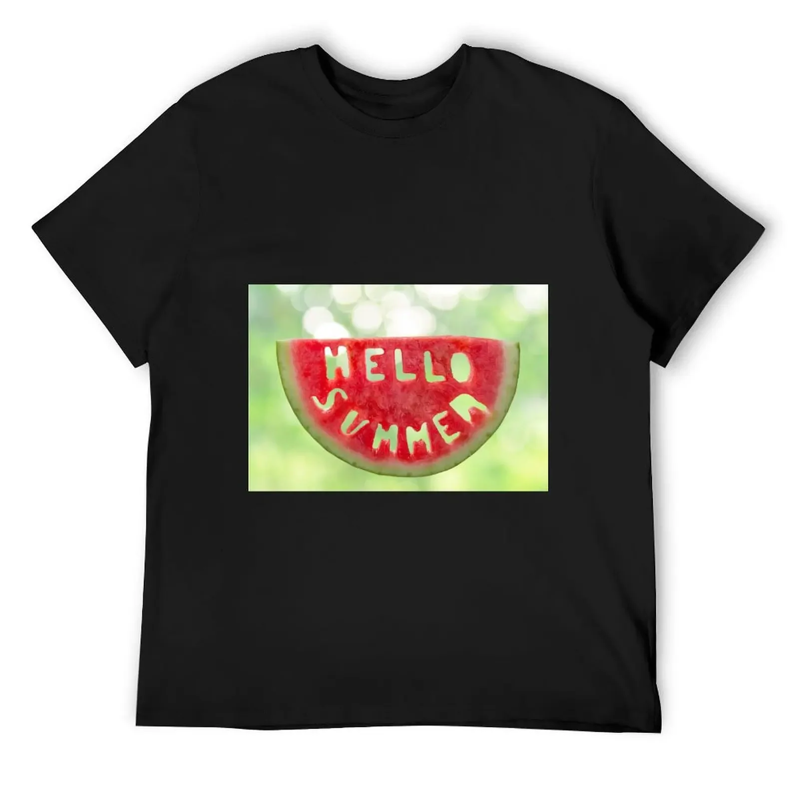 

Hello Summer Watermelon T-Shirt vintage anime shirt summer tops boys animal print mens workout shirts