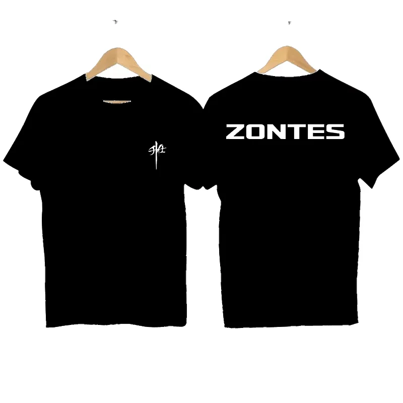 

2025 for Zontes New Combed Cotton Short Sleeve T-shirt Men's Round Neck Printed Logo T-shirt
