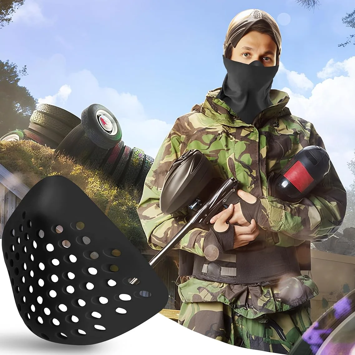 Half Face Bracket Silicone Mask Cosplay Ourdoor Cycling Hiking Hunting Balaclava Shell Protective Cover Mouth Masks Prop