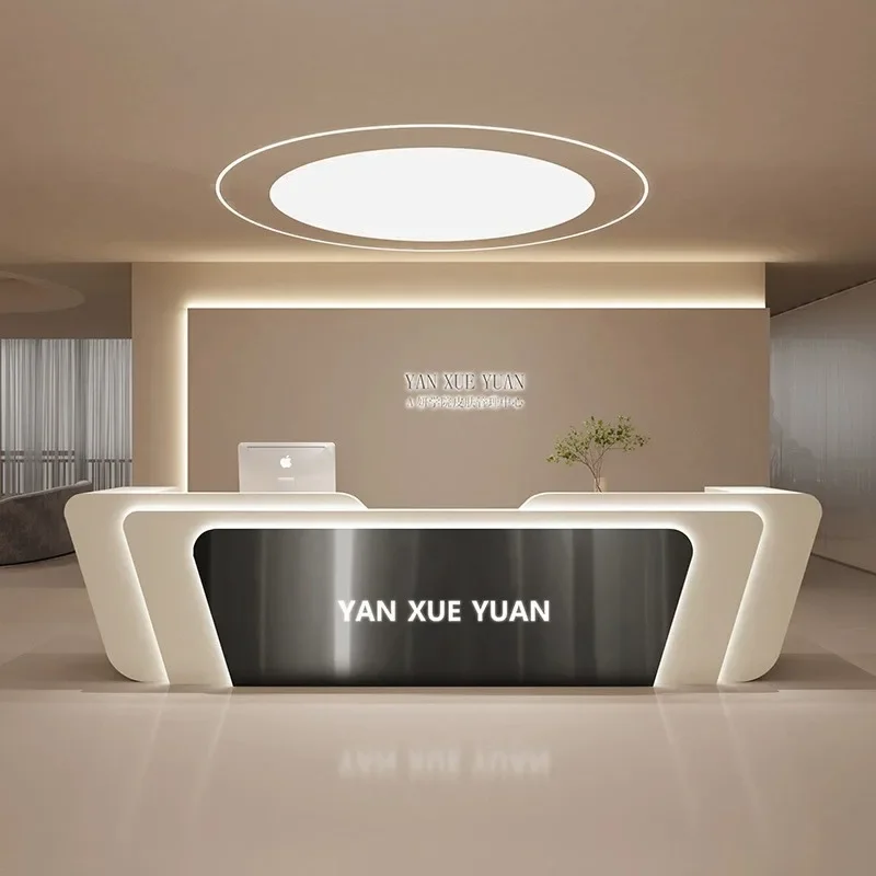 Stainless Steel Cashier Simple Modern Beauty Salon Bar Company Front Desk Reception Desk Balcao De Loja Beauty Salon Furniture