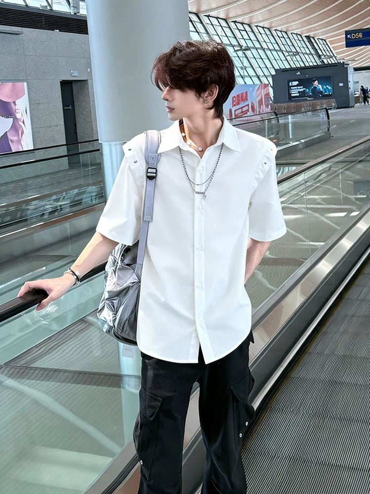 

Men's Ice Silk Short Sleeve Shirt Loose Fit Lightweight Summer Sun Protection Outerwear Casual Style Color Classic Collar