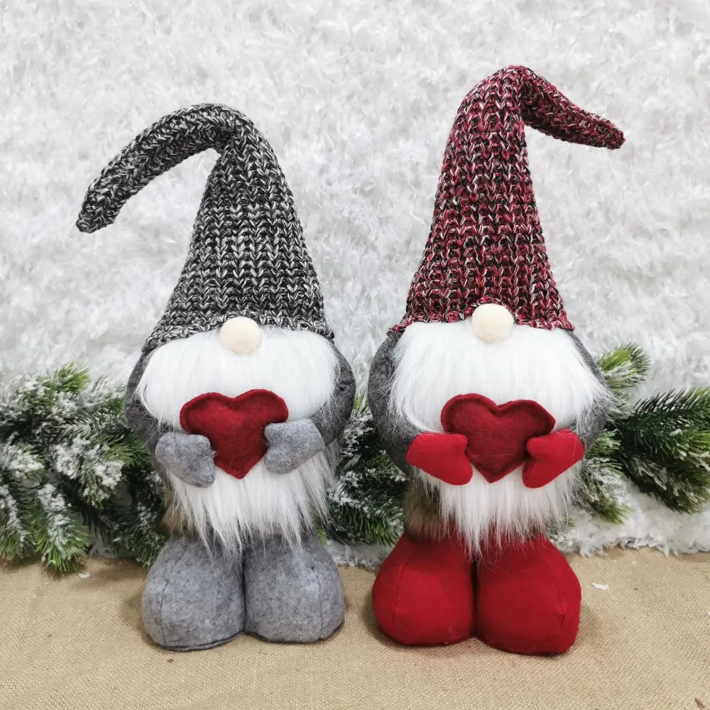Halloween Love Faceless Elderly Doll Knitted Red Love Knitted Stretch Faceless Doll Elf Home Desktop Bedroom Decoration Ornament
