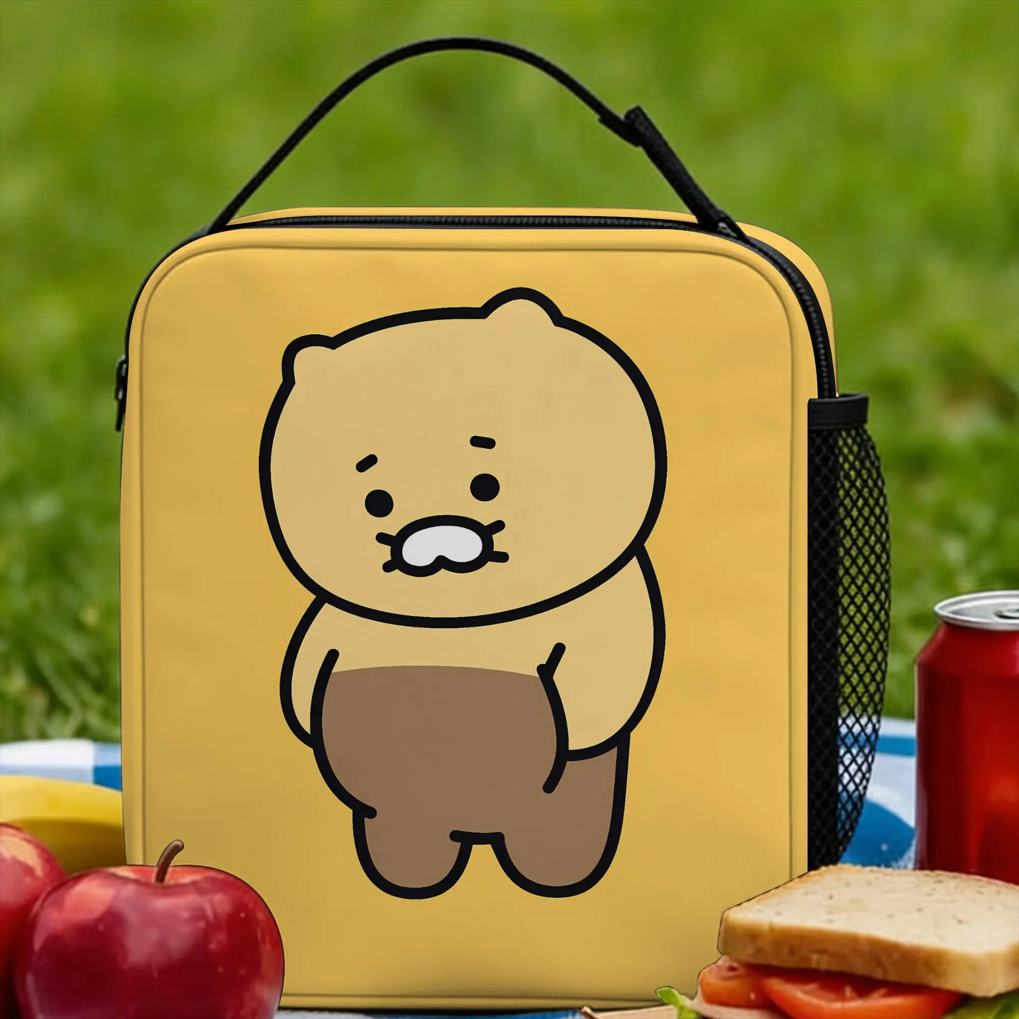 K-Kakaos F-Friends Lunch Bag Choonsik Lunch Box Picnic Portable Zipper Thermal Tote Handbags For Unisex Oxford Print Cooler Bag