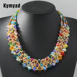 Fashion Necklace Jewelry on the Neck Multicolor Crystal Beads Multilayer Collar Necklace Handmade Choker Necklaces