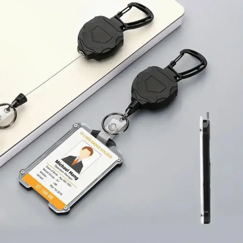 Clip para carrete de insignia, cubierta para tarjeta de crédito, funda para tarjeta de autobús, soporte retráctil para insignia, Clip para insignia, soporte de identificación resistente 2025