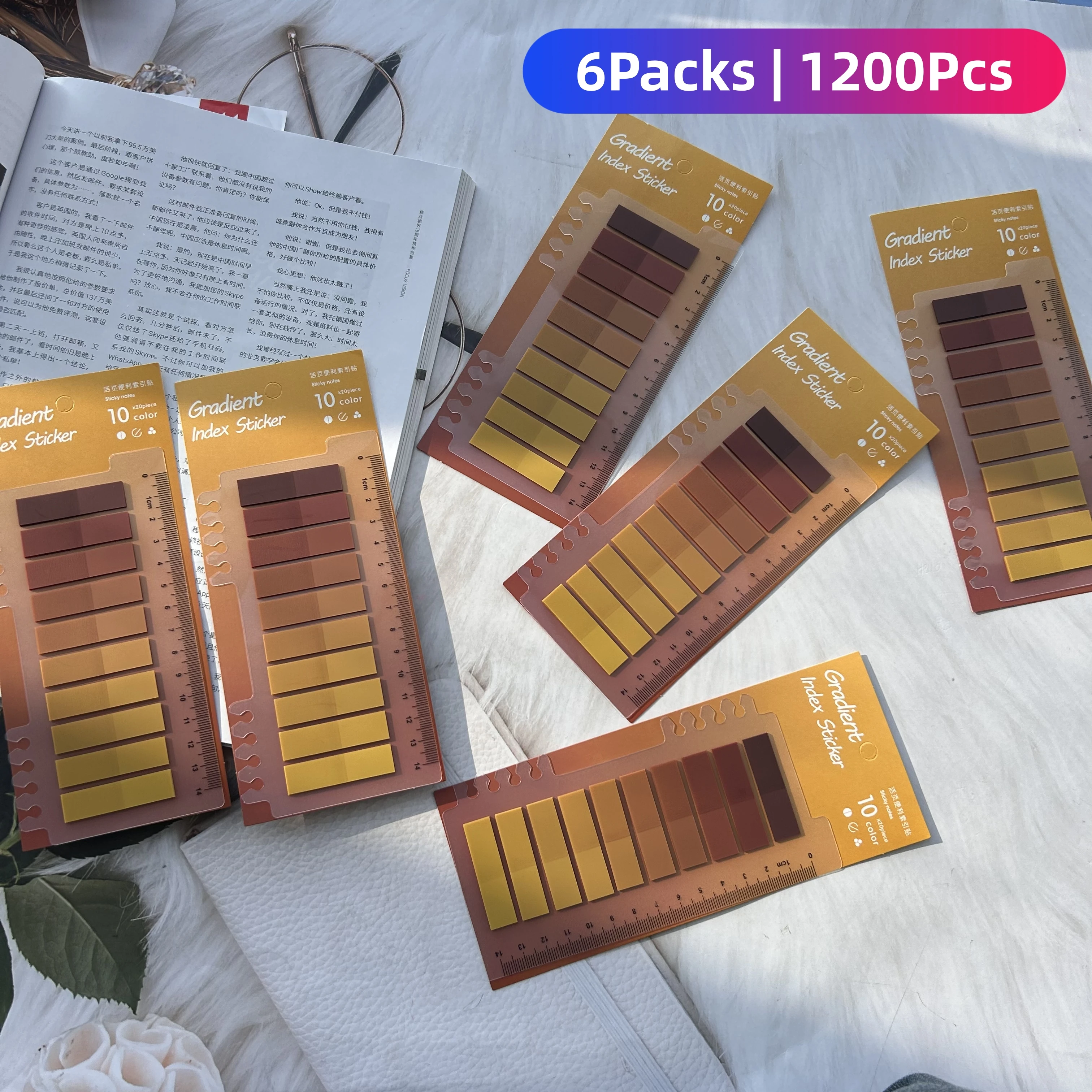 

Sticky Notes 1200 Pcs, Color Transparent Self-Adhesive Index Tabs & Flags for Page Marking, Office School Supplies