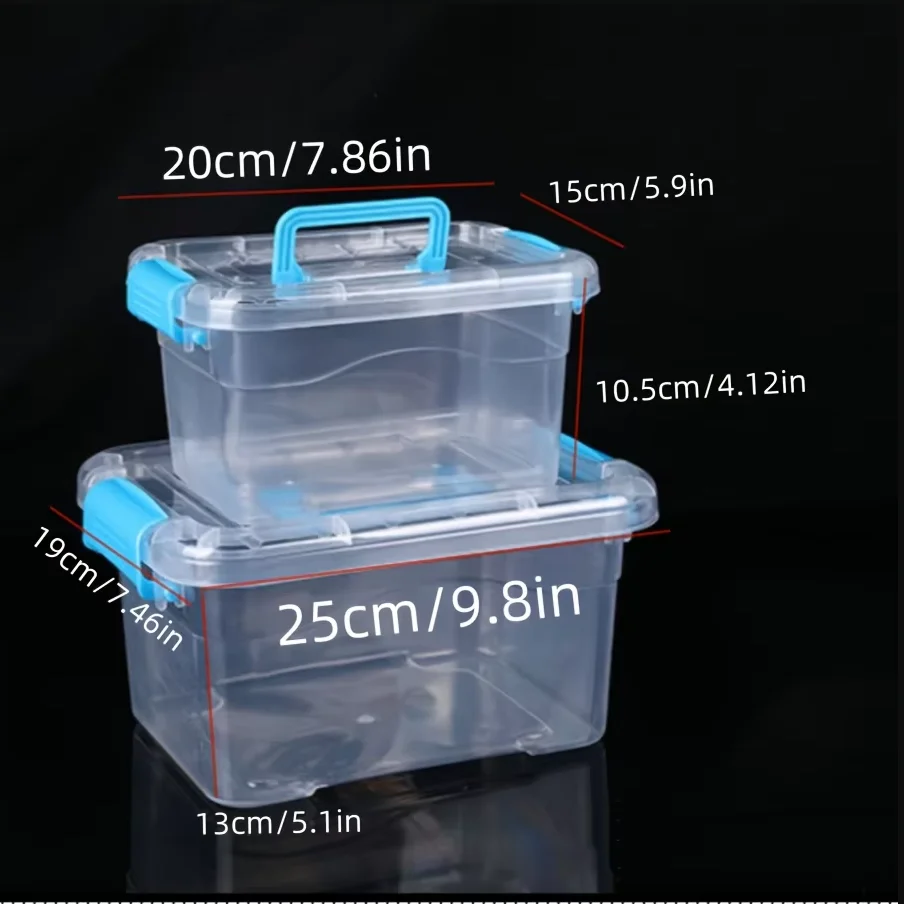 2pcs Large Group Box Plastic Storage Box Transparent Multifunctional Storage Box, Suitable for Desk, Clothing, Document Storage