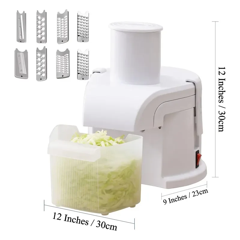 Electric Vegetable Chopper Bread Slicer 4-in-1 Automatic Food Processor Plastic Household Use One-Touch Control Easy Clean