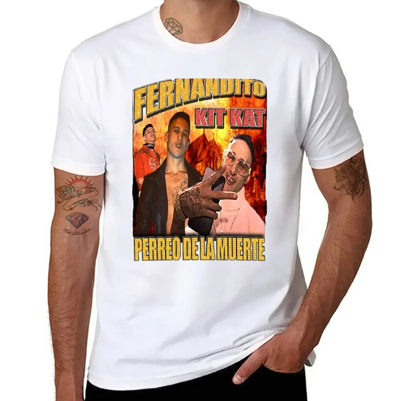 Moda coreana niños blancos tallas grandes camiseta hombres personalizado manga corta hombre Kit Kat Perreo de la muerte Yung Beef camiseta hombre de dibujos animados