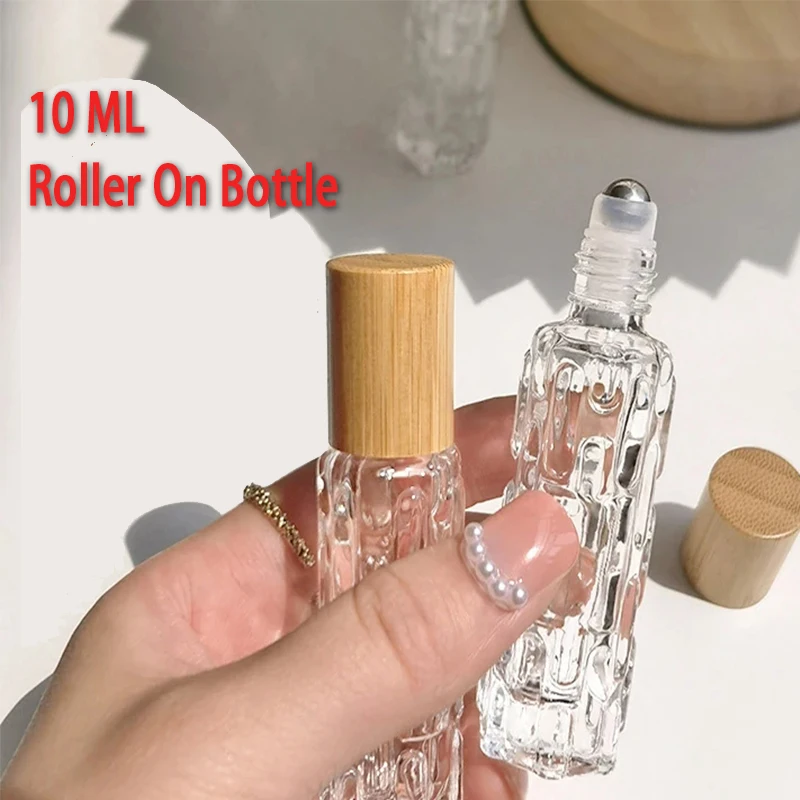 10ml Portable Thick Glass Roller Essential Oil Perfume With Balls Bottles Travel Refillable Rollerball Vial Travel Roll On Vials