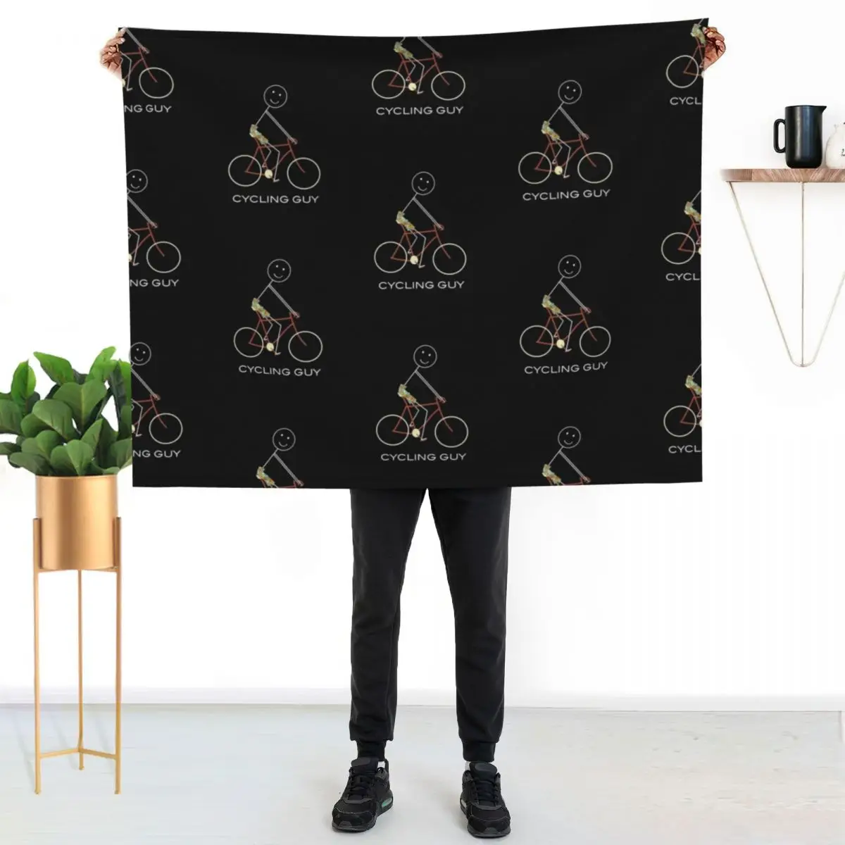 

Funny Mens Cycling Design Throw Blanket Fade Resistant Durable Throw Blanket