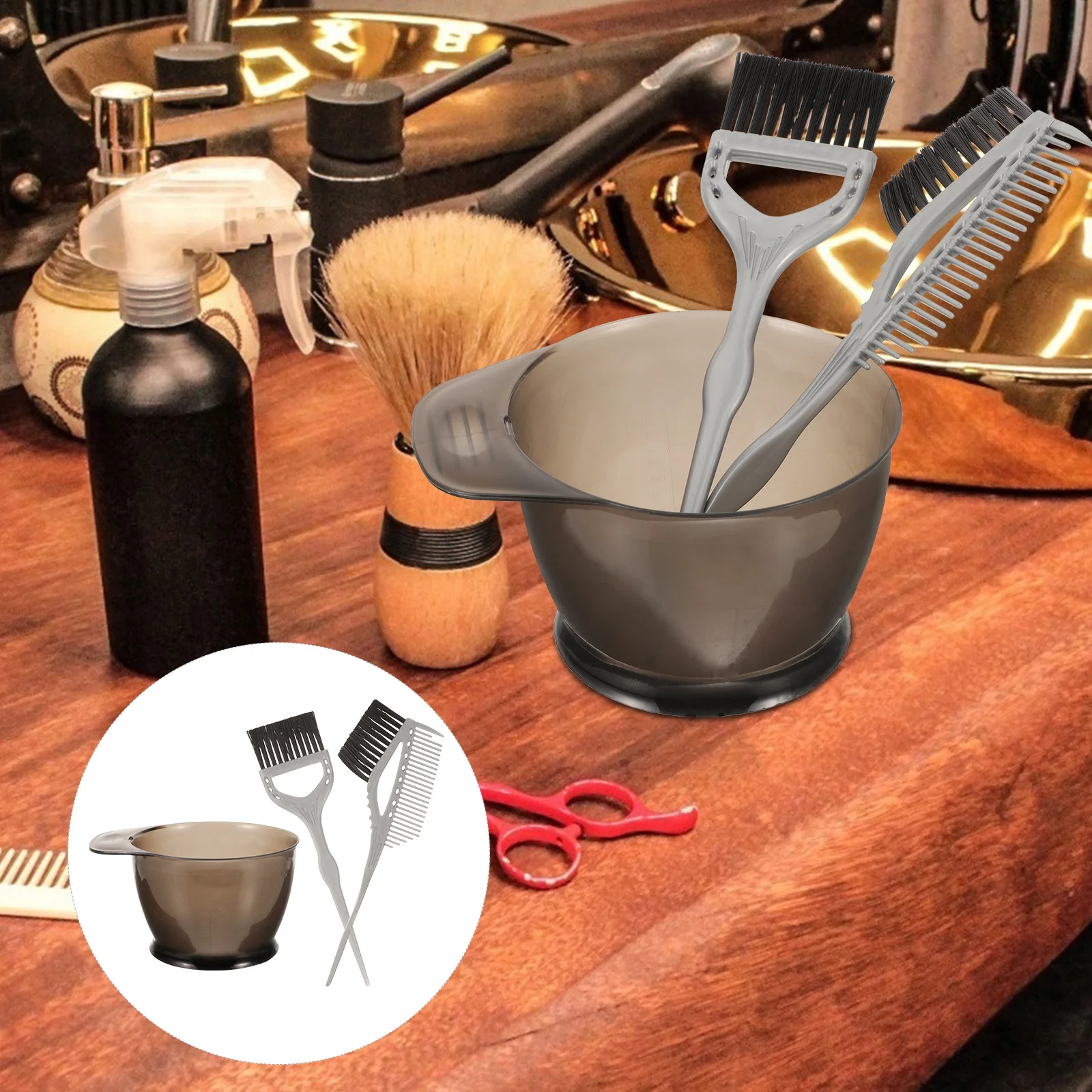

Hair Dye Coloring Tool Kit Single Sided Gray Brush Double Sided Gray Brush Cap Bowl Easy Clean Reusable Mixing Hair Color
