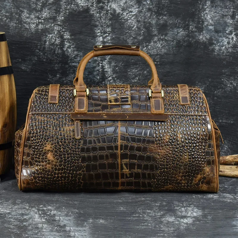 Newsbirds-Sac de week-end en cuir de vache vintage pour homme, bagage de voyage, bandoulière, main de voyage