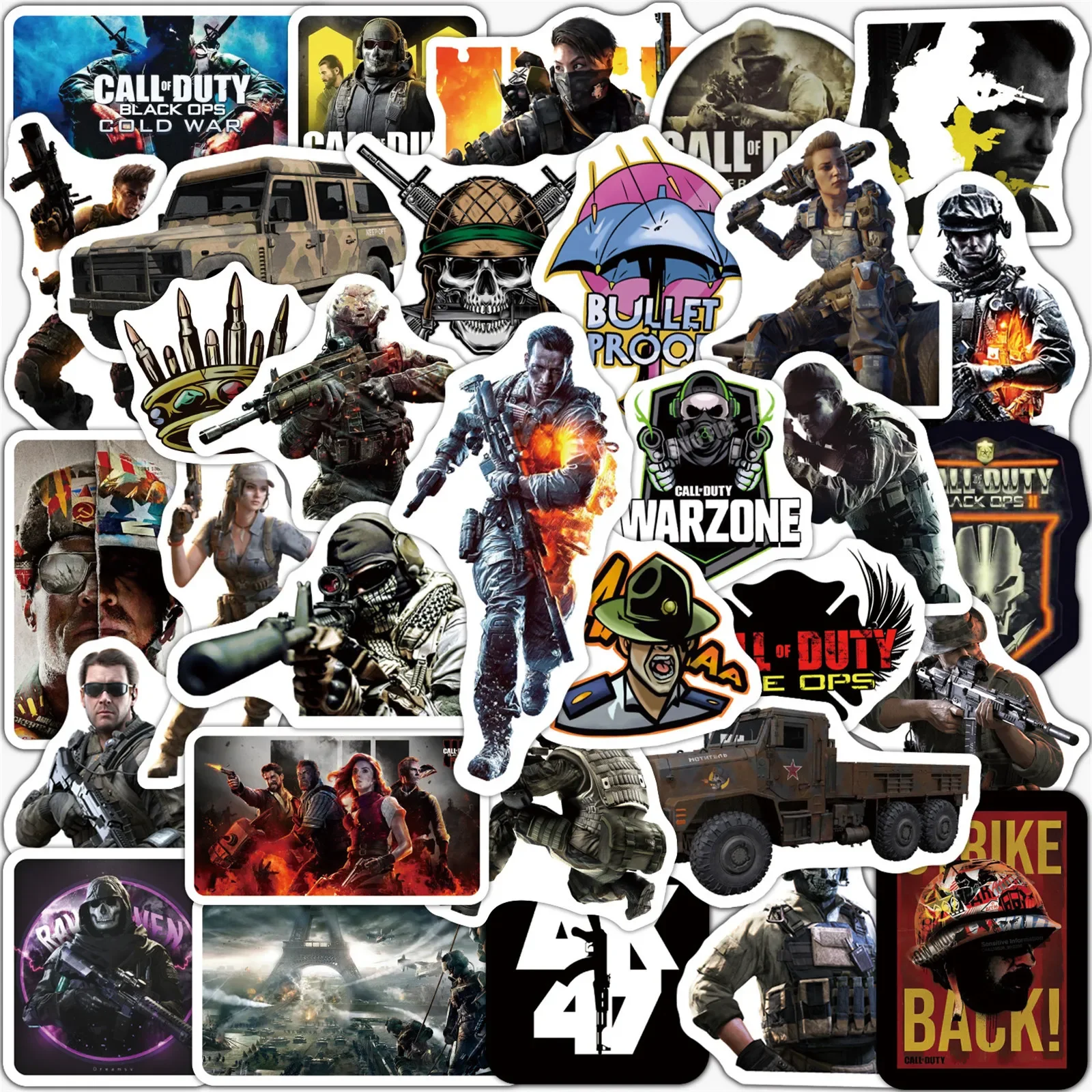 10/30/50PCS Call of Duty Game Stationery Stickers Game Book Luggage Guitar Door Fridge Laptop DIY Graffiti Funny Decal Kid Toys