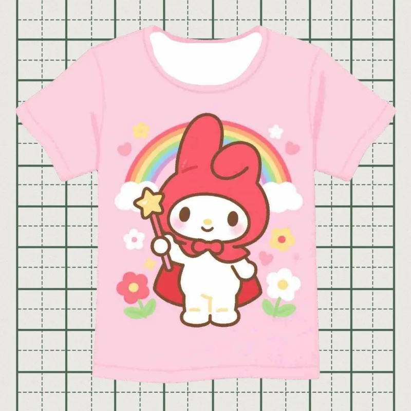 

Футболка MOTO-My Melody, детская летняя футболка с короткими рукавами и милым мультяшным 3D принтом