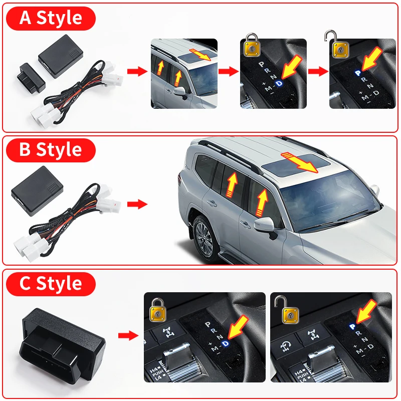 Automatic Closed Window +Sunroof + Lock Door OBD Module For Toyota Land Cruiser 300 LC300 2021 2022 2023 Interior Accessories