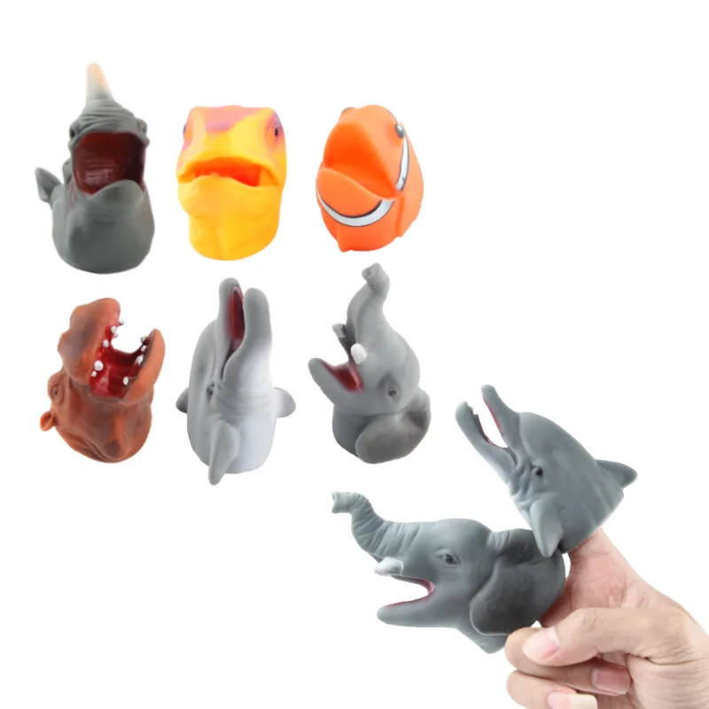 Mini Animal Hand Puppet Toy Set para crianças, Divertido golfinho elefante presente educativo, Storytelling Finger Animal, Engraçado