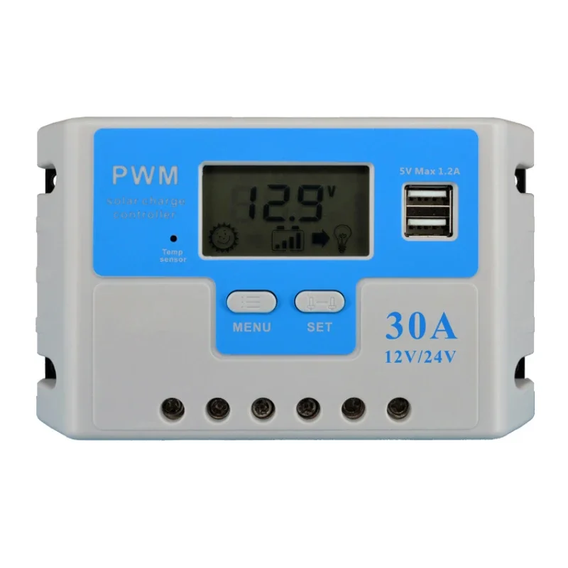 High efficiency 12v 24v 36v 48v 10a 20a 30a intelligent manual pwm solar charge controller